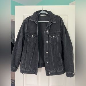 Topshop denim oversized jacket in washed black